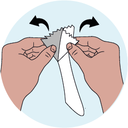 Locate the serrated edge of the pouch - image 1